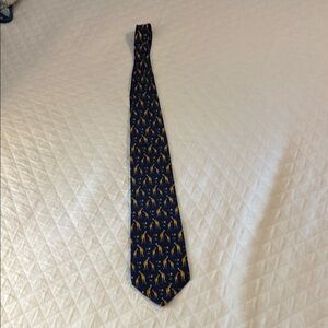 Navy Blue and Yellow Patterned Men's Tie